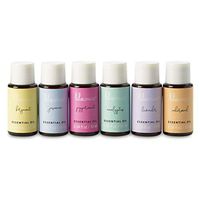 6 Piece Essential Oils Gift Set – Lila Grace Collection of Assorted Scented Oil with 6 Aromatherapy Fragrances in a Giftable Lavender Keepsake Window Box with Grey & White Floral Print and Pink Bow