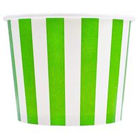 Green Paper Ice Cream Cups - 16 oz Striped Disposable Bowls - Comes in Many Colors - Frozen Dessert Supplies - 50 Count