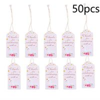50pcs Thank You Tags Thank You for Celebrating with Us Paper Gift Tags Craft Hang Labels with String for Wedding, Birthday, Holiday, Baby Shower, Floral Design - Swan Printing