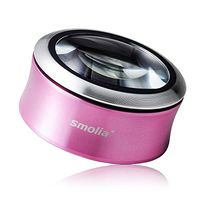 Smolia XC 3X LED Lighted Magnifying Glass Dome Magnifier Hands-Free USB Rechargeable - Pink