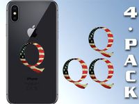 4-Pack Small 1.5 Inch Q Shaped Vintage American Flag Stickers (Cell Laptop qanon Trump)