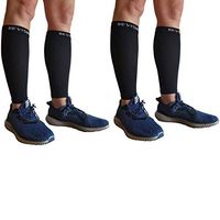 BeVisible Sports Calf Compression Sleeve - Shin Splint Leg Compression Socks for Men and Women | Calf Sleeves for Running Cycling Travel & Recovery (2 Pairs Black Calf Sleeves, XL-XXL)