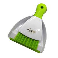 FitHom Mini-Broom Dustpan Clean,Desktop Household Hand Whisk Broom and Snap-on Dustpan Set,for Home Shop Car Table Desk Countertop Key Board Cat Dog and Other Pets Waste Dust Removal(Green)