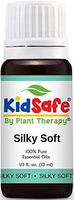 Plant Therapy KidSafe Silky Soft Synergy Essential Oil Blend. Blend of: Lavender, Copaiba, Palmarosa, Lemon, Frankincense Carteri and Helichrysum Italicum. 10 ml (1/3 oz).