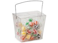 Pack Of 6, X-Large Clear Translucent Pet Take Out Boxes W/Metal Handles 5.5 X 4 X 5" Great For Baskets, Soaps & Wrapped Food