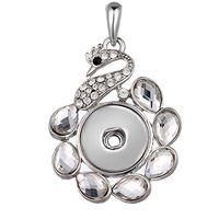 Hot Women Jewelry Necklace Pendant Fit 18mm Noosa Snap Button Peacock N142 Woman Pretty Beautiful Cute Stylish For gift Simple Lovely Cheap Elegant Aesthetic