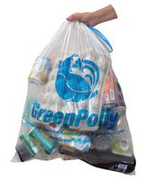 GreenPolly Drawstring Kitchen Bags, Recycling, Clear, 13 Gallon, 90 Count