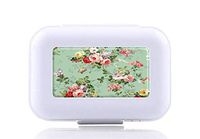 JWDCC Pill Box Case - Decorative Boxes - Vintage Floral Flowers Pattern- Pocket Medicine Tablet Holder Organizer Case Pill Box for Purse - Compact 8 Compartment