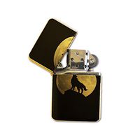 Wolf Moon - Gold Lighter Windproof Flip-Top Refillable with tin Gift Box