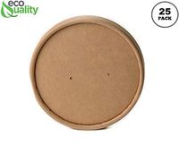 115mm Vented Lids for Kraft Paper Soup Containers [25 PACK] - Fits 26oz, 32oz EcoQuality Ice Cream Containers, Frozen Yogurt Cups, Restaurant, Microwavable, Take out, Food Storage, Recyclable