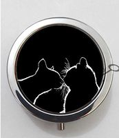 BlackKey Animal Cat Silhouette 3-Compartment Decorative Pocket Gift Box Case Organizer for Pill, Color 1 -443