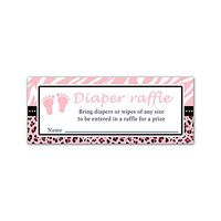 30 Diaper Raffle Cards Foorprints Baby Shower Pink Black