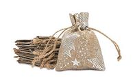 48pk 3x4 Jute Burlap Linen Canvas Gift Bags with Drawstring for Presents, Party Favors, Samples (Silver Stars, Mini) by TheDisplayGuys