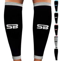 SB SOX Compression Calf Sleeves (20-30mmHg) for Men & Women - Perfect Option to Our Compression Socks - for Running, Shin Splint, Medical, Travel, Nursing, Cycling, and Leg Pain (Black/Gray, Medium)