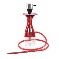 Acrylic Hookah Kit Set with LED Light Portable Hookah Single Shisha Set with Everything Hookah 1 Hose Complete Set 47cm Hookah Set (Color : Red)