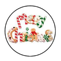 HotSaleStore Sticker Seals 48 Merrry Christmas #2 !!! Envelope Seals Labels Stickers 1.2" Round