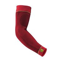 Bauerfeind Sports Compression Arm Sleeves (1 Pair) - Gradient Compression to Improve Oxygen and Blood Circulation in Arms - Air Knit Fabric Breathable, Durable, Washable (Red, Large/Short)
