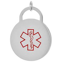 Surgical Steel Medical Alert Type 2 Diabetic Necklace 1 Inch Round, 24 Inch Long