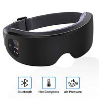 Electric Eye Massager with Heat, Air Compression, Bluetooth Music, Wireless Eye and Temple Massager for Relieving Dry Eyes, Eye Fatigue, Improving Blood Circulation and Sleep Quality-Black