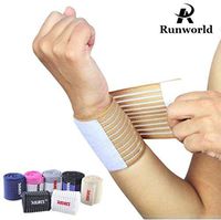 Runworld (1 Pair) Elastic Breathable Wrist Support Brace Compression Bandage Wrap for Men Women Weightlifting, Cross Training, Workout, Gym, Powerlifting, Bodybuilding (Beige)
