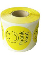 Thank You Circle Smile Smiley Face Stickers(2" Qty 500) Round Circle Mailing Labels Stickers-Yellow Thank You Labels.