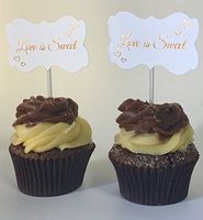 Fancy Frame Cupcake Topper Rose Gold, Love is Sweet, Foil Print Party Hearts Collection (Rose Gold Cupcake Topper 2)