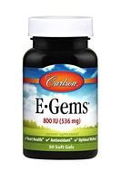 Carlson - E-Gems, 800 IU (536 mg), Natural-Source Vitamin E, Heart Health & Optimal Wellness, Antioxidant, 50 Soft Gels