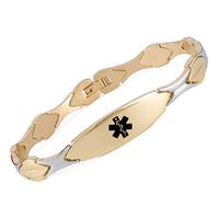 linnalove Free Engraving Gold Tone Medical id Bracelet for Women(7.5)