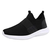 Men's Mesh Slip On Sports Trail Running Shoes Casual Breathable Lightweight Sneakers Summer Knit Walking Tennis Shoe (Black, US:9)