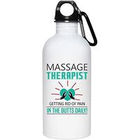 Massage Therapist Getting Rid Of Pain In The Butts Daily 20 oz Stainless Steel Bottle,Cool Massage Therapist Outdoor Sports Water Bottle (Stainless Steel Water Bottle - White)
