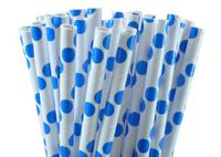 Royal Blue Dot, Vintage Paper Drinking Straws - 25 Ct. - Twilight Parties