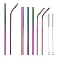 Stainless Steel Drinking Straws with Cleaning Brush,10" Long Reusable Metal Straws for 20, 30 oz Yeti/RTIC/Ozark Tumbler, 0.24" Slim Straws, 0.31" Smoothie Straws, 0.47" Boba/Bubble Tea Straws