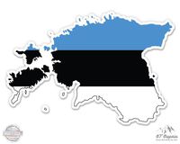 Estonia Map Flag Country Shape - 3" Vinyl Sticker - For Car Laptop I-Pad Phone Helmet Hard Hat - Waterproof Decal