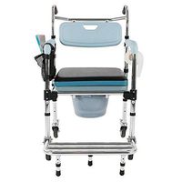 Portable Toilet Commode Chair Folding 4 in 1 Multifunctional Bath Chair 350 LBS Weight Capacity for Toilet with Wheels & Pedal,for Elder Disabled/Handicapped People Pregnant