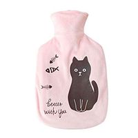 Topdo 1 Pcs Hot Water Bottle with Faux Fur Cover Beautiful Pink Cat for Women Men Girls Boys Cartoon Cat Student Hand Warmers Rubber Explosion-Proof Warm Water Bag Winter Gift 1000ML