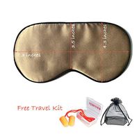 Simoce Double Sides 19 Momme Mulberry Silk Blindfold/Sleep Mask with Adjustable Strap, Travel Kit (Earplug & Drawstring Bag) Ultralight, Soft & Smooth for Eyes. 8.3 x 4.3 x 0.4 inches. Champagne Gold