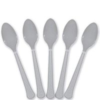 Extra Heavy Weight Plastic Spoons | 20ct (Silver)
