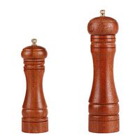 wuchenmin Salt Shakers，Wood Salt and Pepper Mill Set, with Strong Adjustable Coarseness，8 Inches，Two-Piece，Wood Color