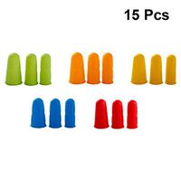 SUPVOX 15PCS Gel Finger Cots Anti-Slip Finger Protector Cover Heat Insulation Finger Cover for Home Restaurant(Red Yellow Green Blue Orange)