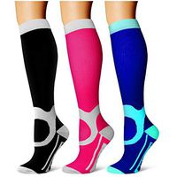 Compression Socks,(3 Pairs) Compression Sock Women & Men - Best Running, Athletic Sports, Crossfit, Flight Travel(Multti-colors14-L/XL)
