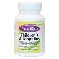 Children's Acidophilus - Probiotic - 1 Billion Viable Cells Per Tablet - 60 Grape Flavor Chewable Tablets - Gluten Free