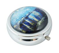 Halulu Starry Night Custom Fashion Round Glass Pill Case 2.1 Inch Tablet Holder Storage Bag Wallet