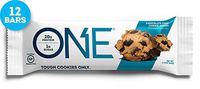 ONE Protein Bars, Chocolate Chip Cookie Dough, Gluten Free Protein Bars with 20g Protein and only 1g Sugar, Guilt-Free Snacking for High Protein Diets, 2.12 oz (12 Pack)