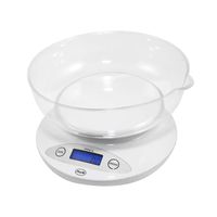 American Weigh Scales Precision Digital Kitchen Food Weight Scale with Removable Bowl, White, 5KG x 1G (5K-BOWL-WT)