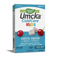 Nature's Way Umcka ColdCare Kids, for Cough | Congestion | Sore Throat, Clinically Proven, 10 Chewable Tablets, Cherry Flavor