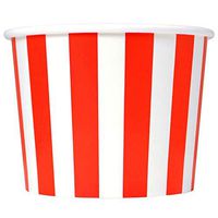 Valentine's Day Red Paper Ice Cream Cups - 12 oz Striped Dessert Bowls - Perfect For Your Yummy Foods! Many Colors & Sizes - Frozen Dessert Supplies - 50 Count