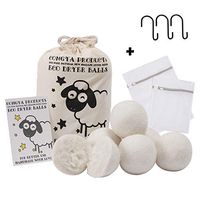 Wool Dryer Balls Organic, Natural Eco Felt Dryer Balls Laundry Reusable Fabric Softener Ball Reduce Wrinkles 6 Pack White XL Christmas Present