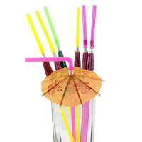 FILOL 50Pcs Mixed Hawaiian Hula Beach Party Cocktail Umbrella Parasol Drinking Straws for Milkshakes Frozen Drinks Party