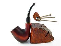 Magic Gift Set Genuine Wooden Tobacco Pipe"Sherlock Holmes" 5'' and Tamper Wood Pipe Special Designed for Pipe Smokers, Carving Handmade.
