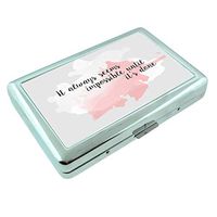 Impossible Until Done Em1 Hip Silver Cigarette Case Id Holder Metal Wallet 4" X 2.75" RFID Protection
